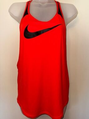 Nike Women's Bright Red Racerback Tank with Black Swoosh